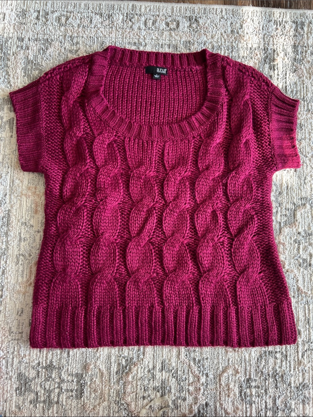 Large a.n.a Scoop Neck Cable Knit Sweater - Raspberry Pink